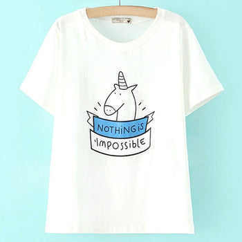 Nothing is Impossible Unicorn Print Cotton Graphic Tee | DOTOLY | DOTOLY