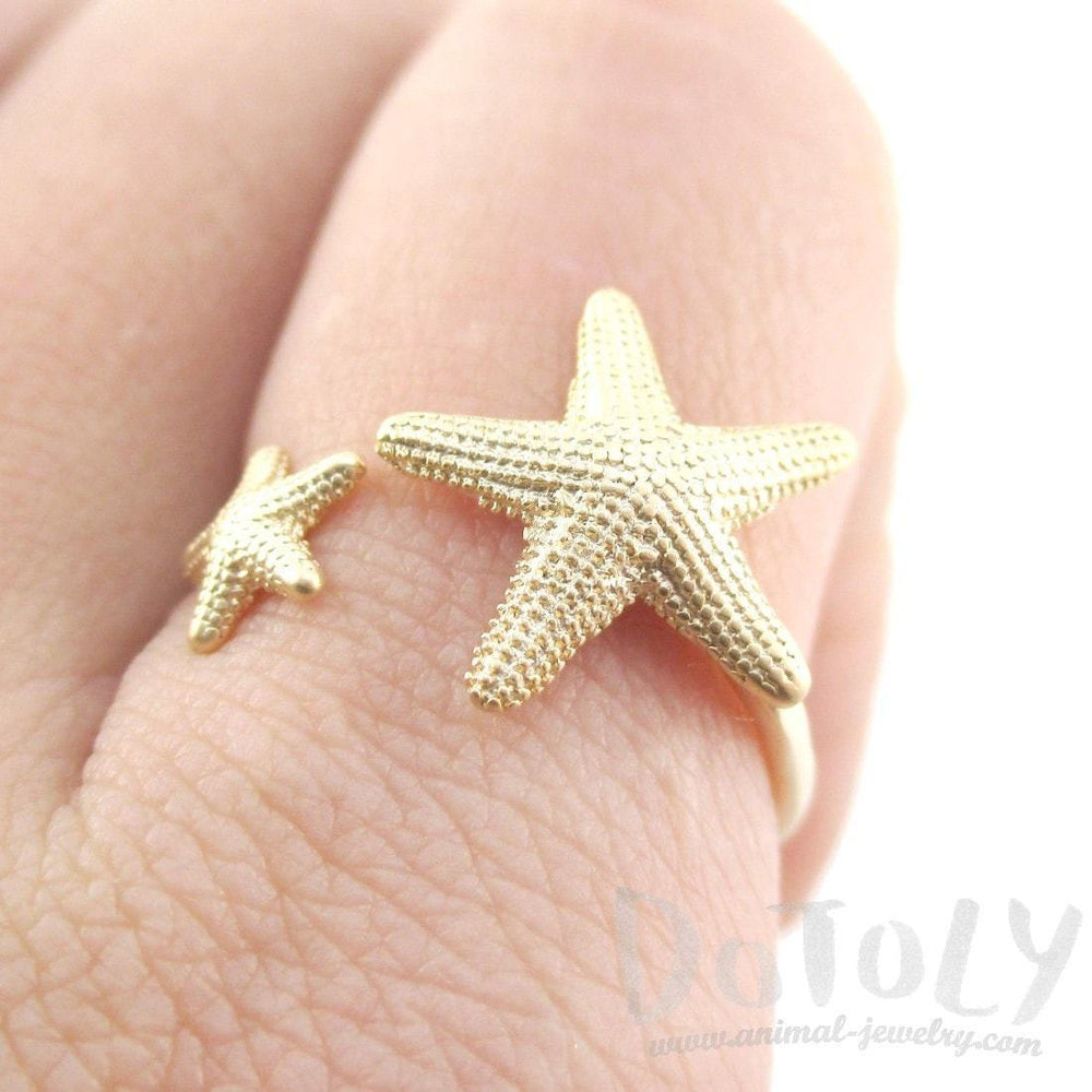 Ocean Inspired Starfish Shaped Open Adjustable Ring in Gold | DOTOLY | DOTOLY