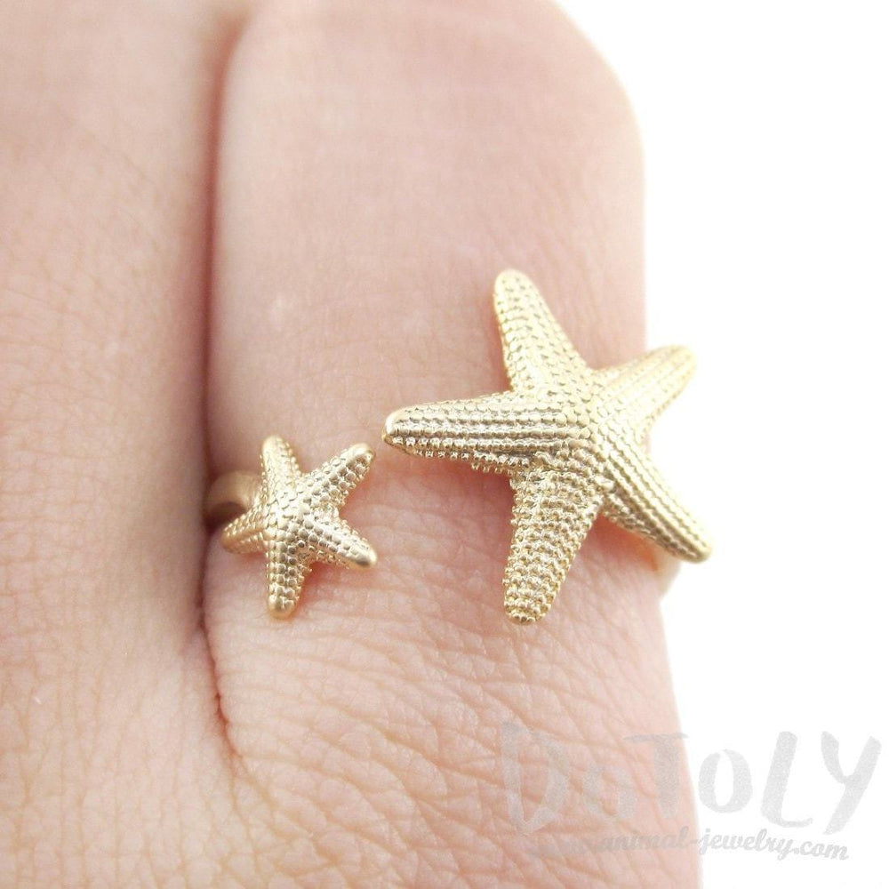 Ocean Inspired Starfish Shaped Open Adjustable Ring in Gold | DOTOLY | DOTOLY