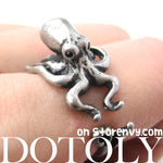 Octopus Squid Sea Animal Wrap Around Hug Ring in Silver - Size 4 to 9 | DOTOLY