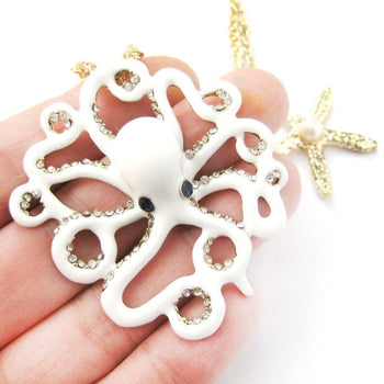 Octopus Shaped Animal Pendant Starfish Charm Necklace in White | DOTOLY | DOTOLY