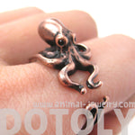 Octopus Squid Sea Animal Wrap Around Hug Ring in Copper | US Size 4 to 9 | DOTOLY