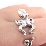 Octopus Squid Shaped Wrap Around Animal Ring in 925 Sterling Silver