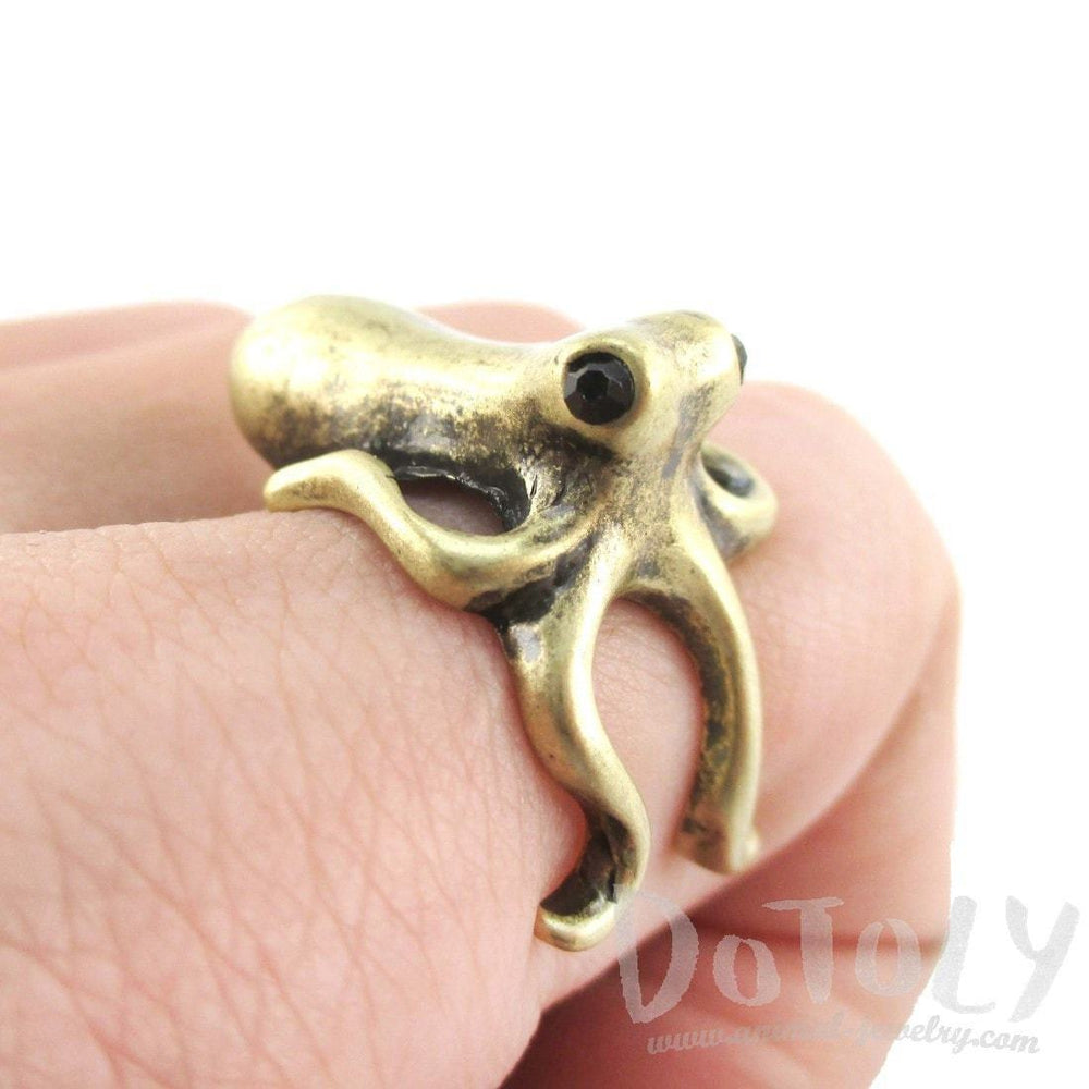 Octopus Wrapped Around Your Finger Shaped Ring in Brass | US Sizes 4 to 8 | DOTOLY
