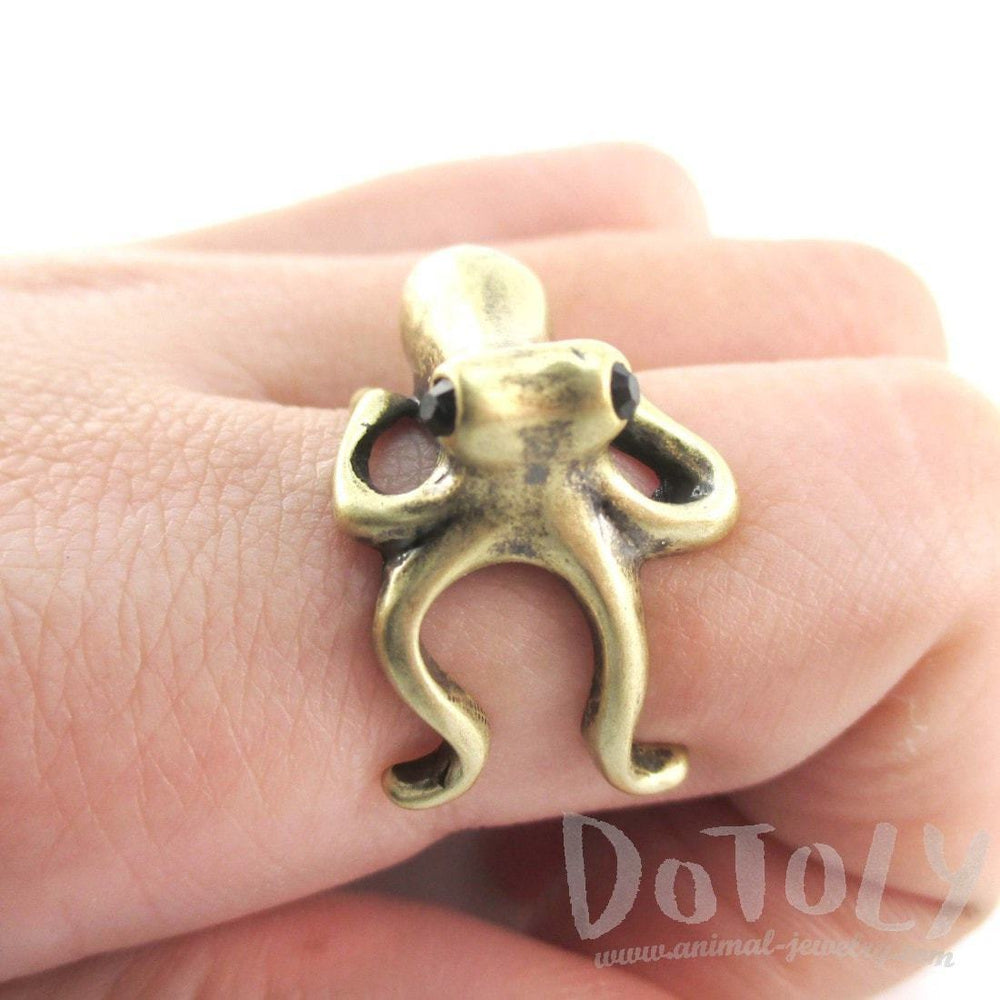 Octopus Wrapped Around Your Finger Shaped Ring in Brass | US Sizes 4 to 8 | DOTOLY