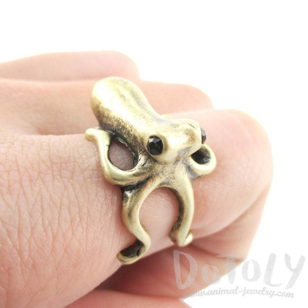 Octopus Wrapped Around Your Finger Shaped Ring in Brass | US Sizes 4 to 8 | DOTOLY