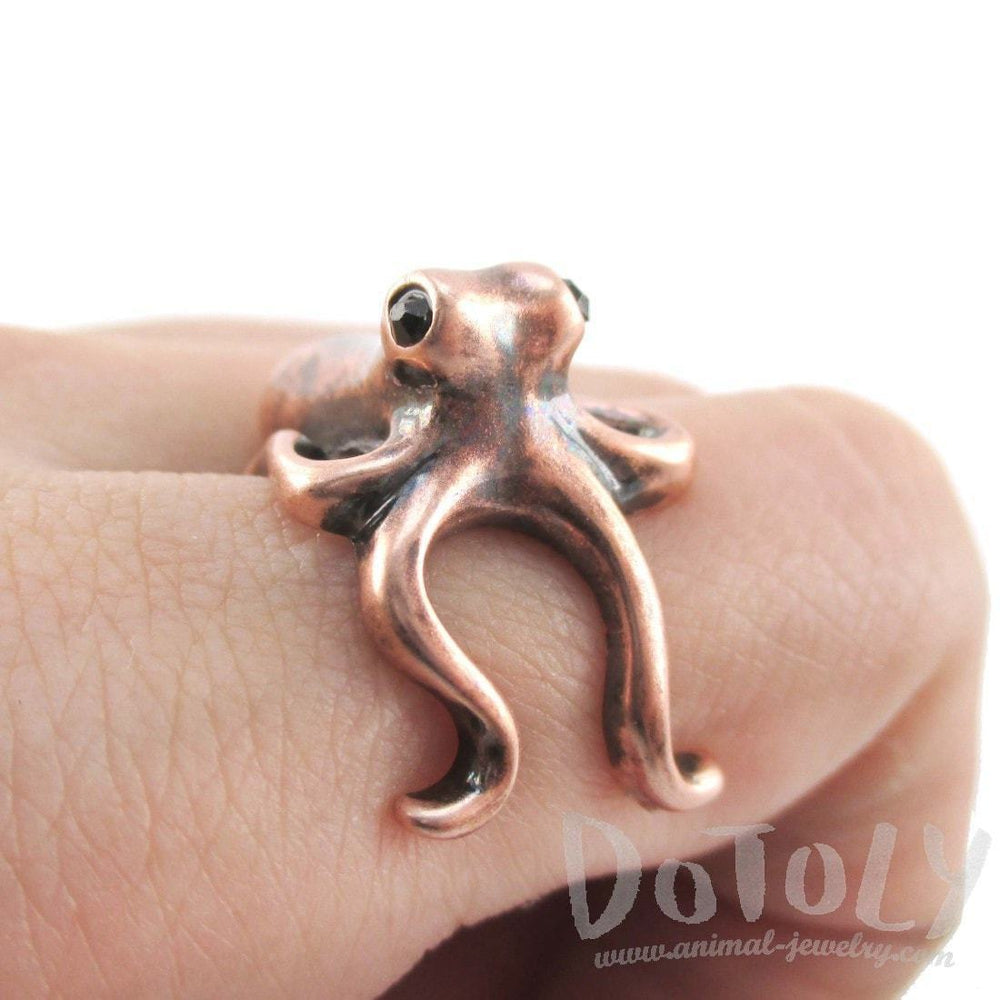 Octopus Wrapped Around Your Finger Shaped Ring in Copper | US Sizes 4 to 8 | DOTOLY
