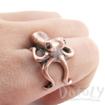 Octopus Wrapped Around Your Finger Shaped Ring in Copper | US Sizes 4 to 8 | DOTOLY