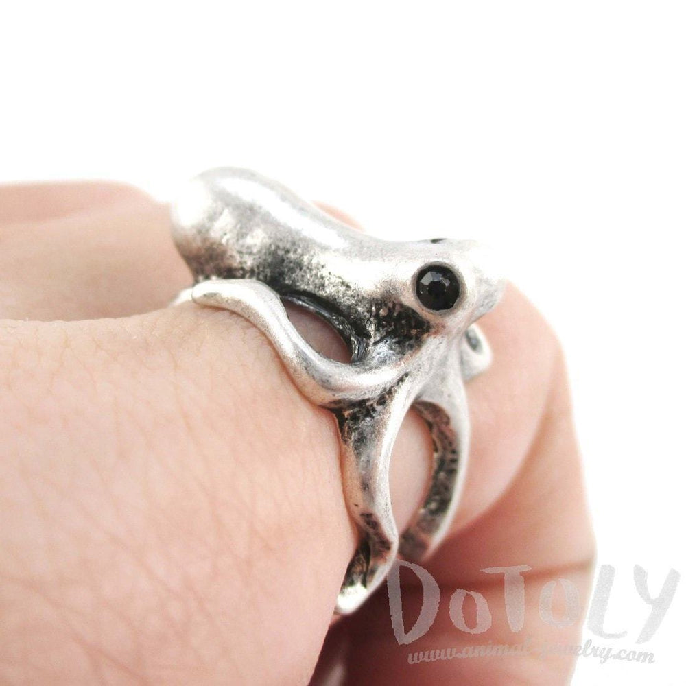 Octopus Wrapped Around Your Finger Shaped Ring in Silver | US Sizes 4 to 8 | DOTOLY