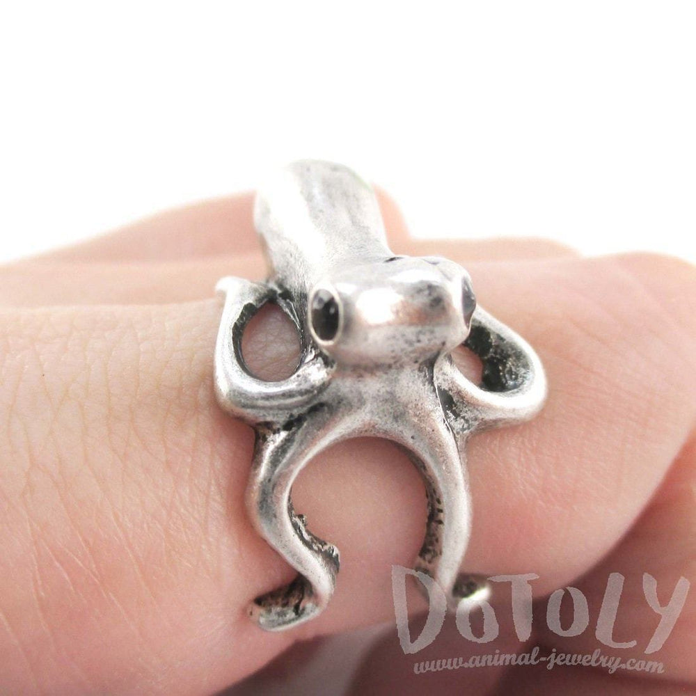 Octopus Wrapped Around Your Finger Shaped Ring in Silver | US Sizes 4 to 8 | DOTOLY