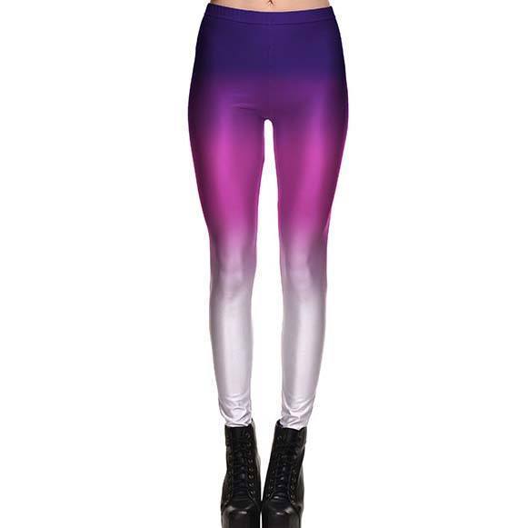 Ombré Pink and Purple Gradient Digital Print Legging Pants for Women | DOTOLY