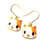 Orange and White Kitty Cartoon Cat Face Shaped Dangle Drop Earrings | DOTOLY | DOTOLY