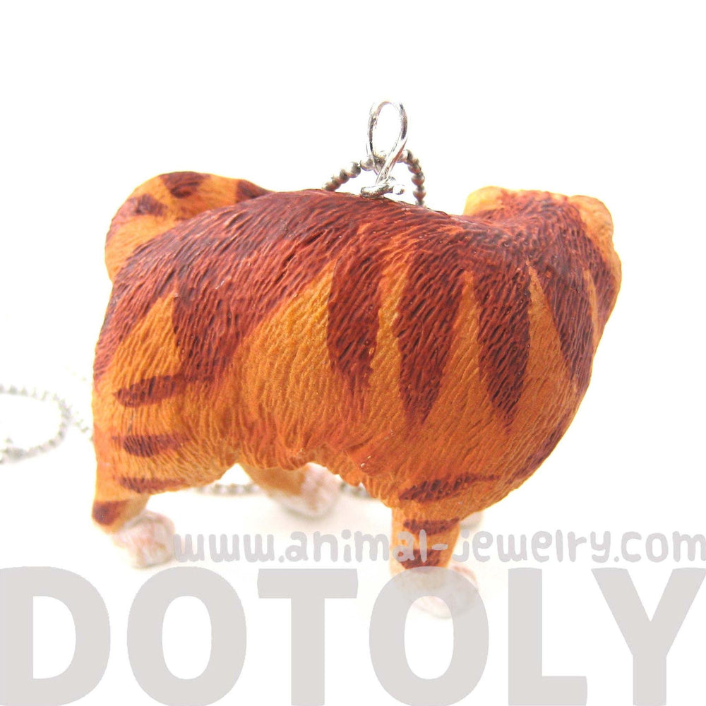 Orange and White Manx Tabby Kitty Cat Animal Plastic Pendant Necklace | Animal Jewelry | DOTOLY