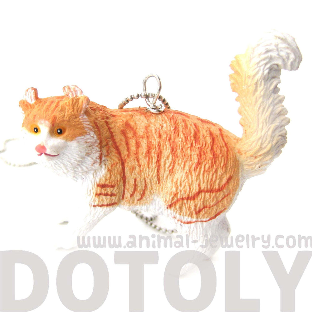 Orange and White Tabby Kitty Cat Animal Plastic Pendant Necklace | Animal Jewelry | DOTOLY