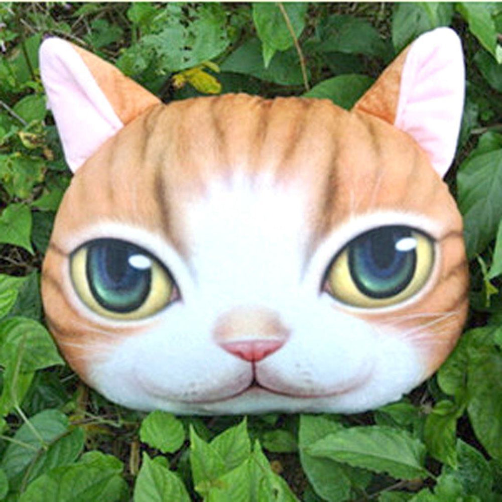 Orange Tabby Kitty Cat Face Shaped Soft Fabric Cushion Pillow | DOTOLY