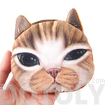 Orange Tabby Kitty Cat Face Shaped Soft Fabric Zipper Coin Purse Make Up Bag | DOTOLY