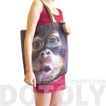 Orangutan Monkey Baby Face Print Hemp Fabric Tote Shopper Bag | DOTOLY | DOTOLY