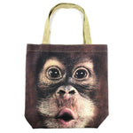 Orangutan Monkey Baby Face Print Hemp Fabric Tote Shopper Bag | DOTOLY | DOTOLY