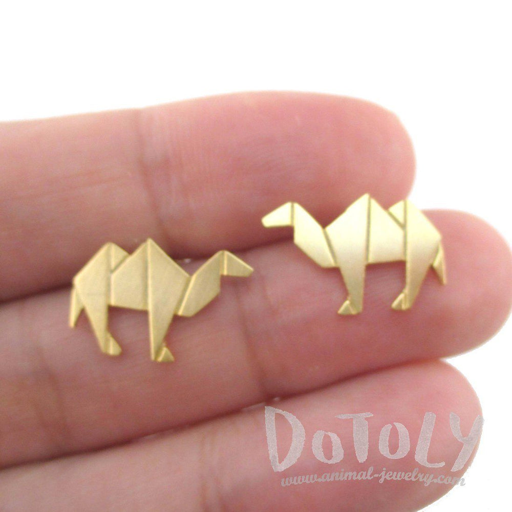 Origami Camel Shaped Allergy Free Stud Earrings in Gold | DOTOLY