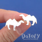 Origami Camel Shaped Allergy Free Stud Earrings in Silver | DOTOLY