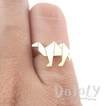 Origami Camel Silhouette Shaped Adjustable Ring in Gold | DOTOLY