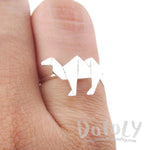 Origami Camel Silhouette Shaped Adjustable Ring in Silver | DOTOLY