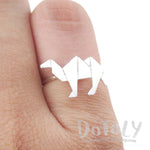 Origami Camel Silhouette Shaped Adjustable Ring in Silver | DOTOLY