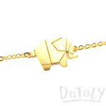 Origami Elephant Shaped Silhouette Charm Bracelet in Gold | Animal Jewelry | DOTOLY