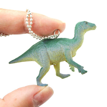 Ornithomimus Dinosaur Shaped Figurine Pendant Necklace in Green Blue | Animal Jewelry | DOTOLY