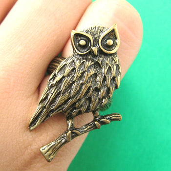 Realistic Owl Bird Animal Ring in Bronze Size 7 Only | DOTOLY