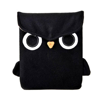 Owl Bird Animal Themed Fully Lined iPad Sleeve Case in Black Fleece | DOTOLY