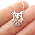 Owl Bird Cut Out Shaped Pendant Necklace in Silver | Animal Jewelry | DOTOLY
