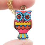 Owl Bird Shaped Geometric Print Illustrated Resin Pendant Necklace | DOTOLY | DOTOLY