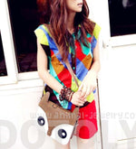 Owl Fox Face Shaped Animal Themed Cross body Shoulder Bag for Women in Red | DOTOLY