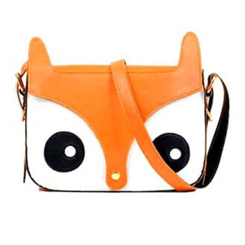 Owl Fox Face Shaped Animal Themed Cross body Shoulder Bag for Women in Orange | DOTOLY