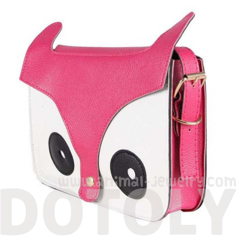 Owl Fox Face Shaped Animal Themed Cross body Shoulder Bag for Women in Pink | DOTOLY