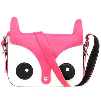 Owl Fox Face Shaped Animal Themed Cross body Shoulder Bag for Women in Pink | DOTOLY