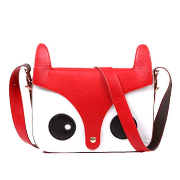 Owl Fox Face Shaped Animal Themed Cross body Shoulder Bag for Women in Red | DOTOLY