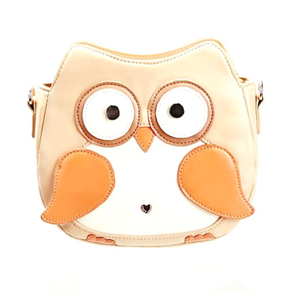 Owl Shaped Animal Bird Themed Cross body Shoulder Bag for Women in Cream | DOTOLY