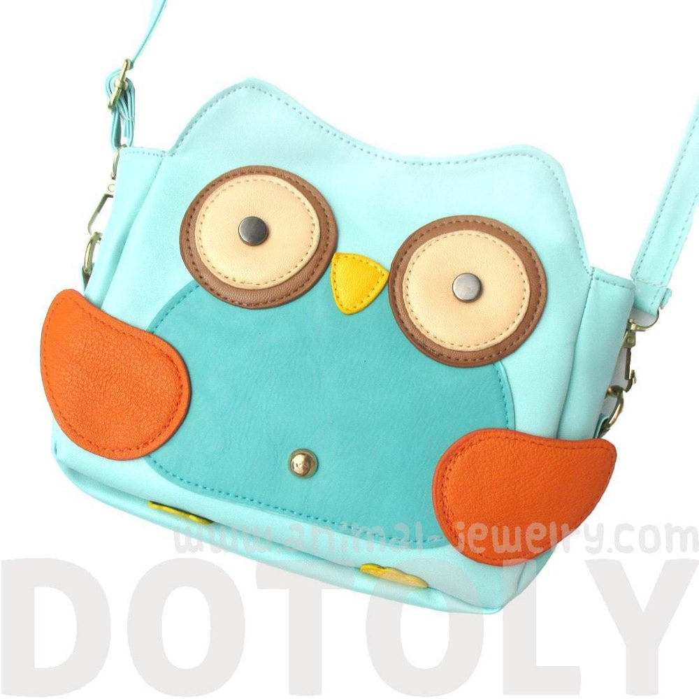 Owl Shaped Animal Bird Themed Cross body Shoulder Bag for Women in Mint Blue | DOTOLY