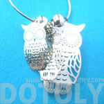 Owl Sillhouette Cut Out Shaped Dangle Hoop Earrings in Silver | Animal Jewelry | DOTOLY