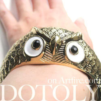 Owl Bird Animal Bangle Bracelet in Brass | Animal Jewelry | DOTOLY