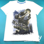 Pack of Wolves Howling at the Moon Print Graphic Tee in White | DOTOLY | DOTOLY