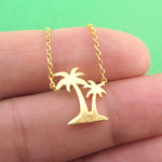 Palm Trees Silhouette Shaped Island Vibes Pendant Necklace in Gold | DOTOLY