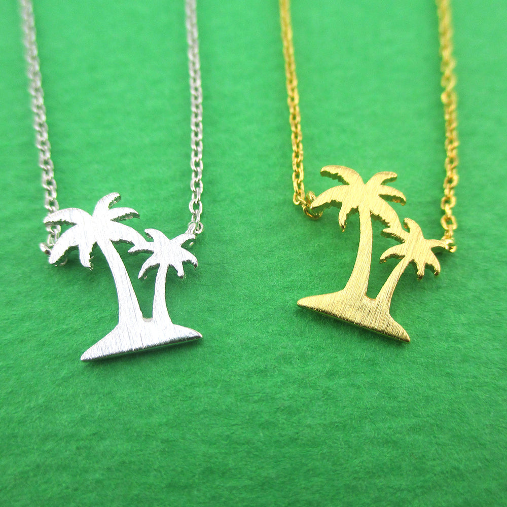 Palm Trees Silhouette Shaped Island Vibes Pendant Necklace | DOTOLY