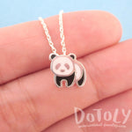 Panda Bear Shaped Enamel Charm Necklace in Silver | DOTOLY | DOTOLY