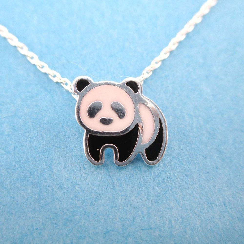 Sterling Silver 18 Inch Bear Charm Necklace with Bronze Moon