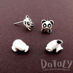 Panda Bear Shaped Two Part Front and Back Stud Earrings in Black and White | DOTOLY