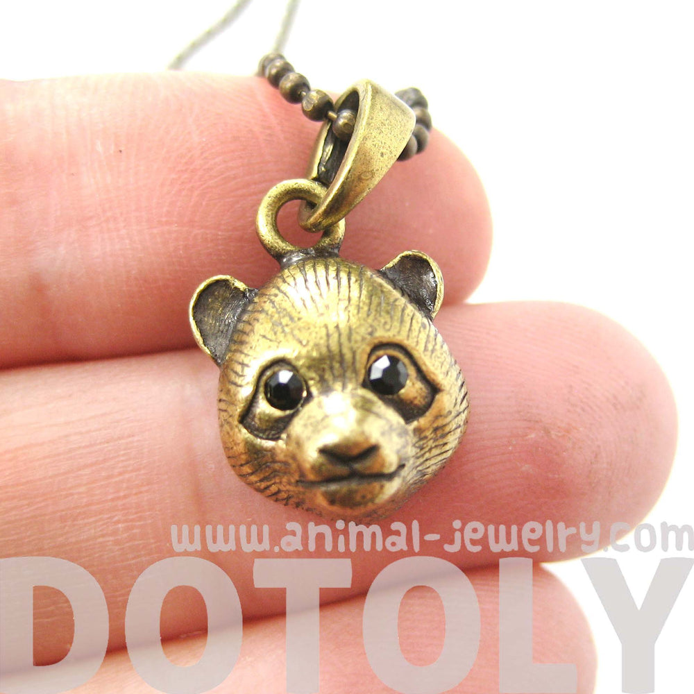 Panda Teddy Bear Animal Charm Necklace in Brass | Animal Jewelry | DOTOLY