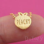 Peach Shaped Peachy Typography Fruit Charm Necklace in Gold | DOTOLY